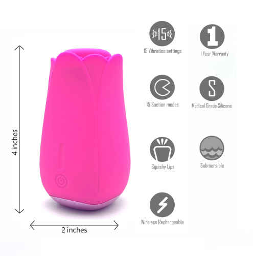 Tulip Pro 15-Function Suction Vibe With Wireless Charging - Pink  5