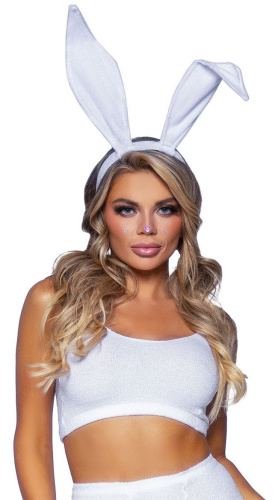 Bendable Velvet Bunny Rabbit Ears - White  2