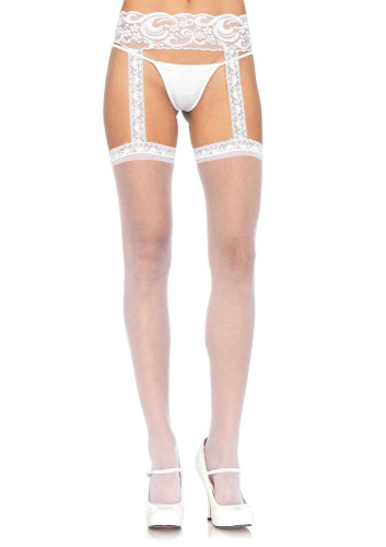 Sheer Thigh Highs - One Size - White  3