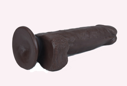Get Lucky 7.5 Inch Real Skin Dildo - Dark Brown  5