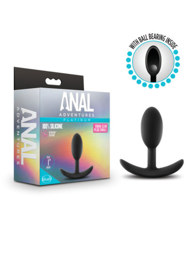 Anal Adventures - Platinum - Silicone Vibra Slim  Plug - Small - Black  4