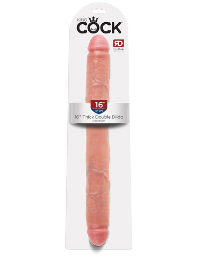 King Cock 16 Inch Thick Double Dildo - Flesh  3