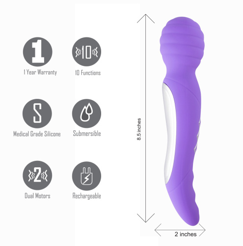 Zoe Twisty Dual Vibrating Pleasure Wand - Purple  2