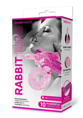 Bodywand Rechargeable Rabbit Ring - Pink  2