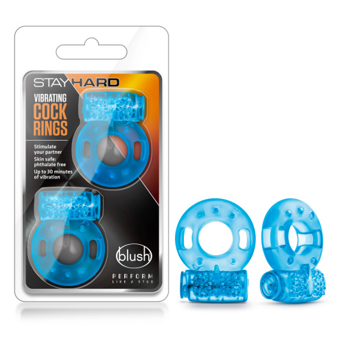 Stay Hard - Vibrating Cock Rings - 2 Pack - Blue  3