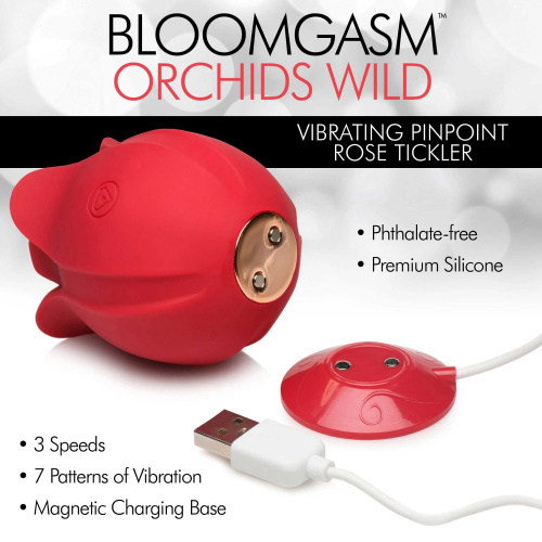 Orchids Wild Vibrating Pinpoint Rose Tickler - Red  4