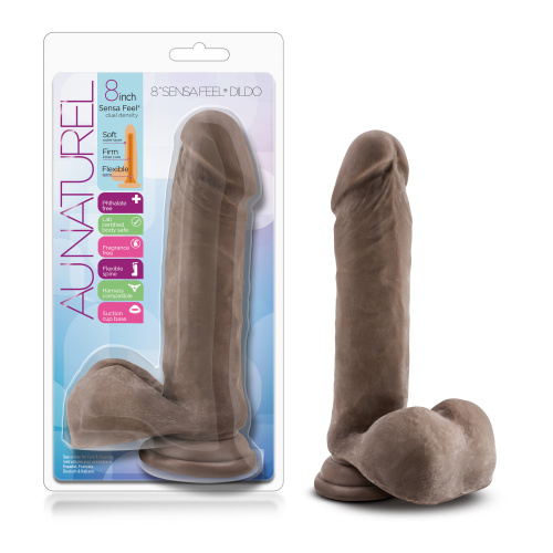 Au Naturel 8 Inch Sensa Feel Dildo - Chocolate  4