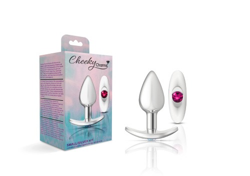 Cheeky Charms-Silver Metal Butt Plug Kit -Clear/bright Pink  5