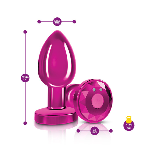 Vibrating Pink Metal Remote Plug - Medium  5