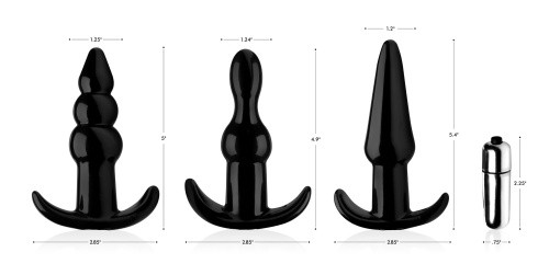 Thrill Trio Anal Plug Set - Black  2
