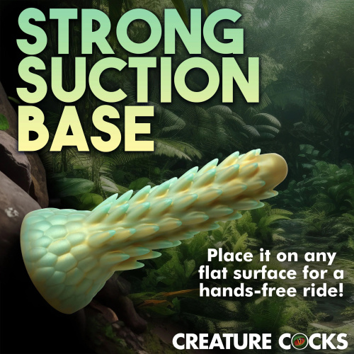 Stegosaurus Spiky Reptile Silicone Dildo - Green  4