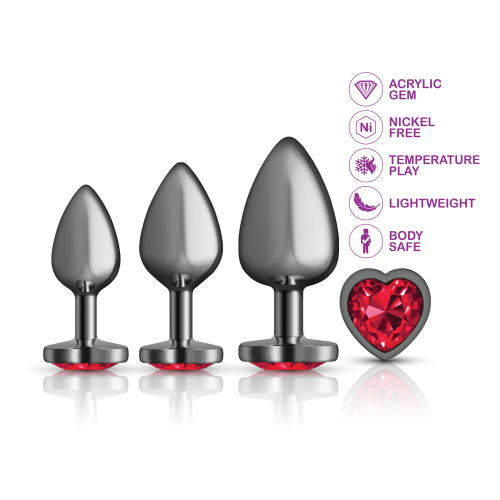 Red Heart Gem Anal Trainer Kit - Gunmetal  3
