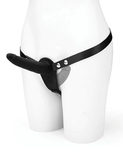 Silicone Strap on Harness Dildo With Internal  Penetration - Black  3
