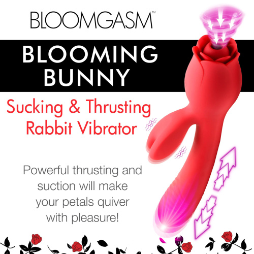 Blooming Bunny Sucking and Thrusting Silicone  Rabbit Vibrator - Red  4