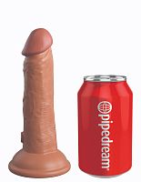 King Cock Elite 6 Inch Vibrating Silicone Dual  Silicone Dual Density Cock - Tan