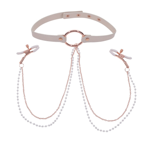Peaches N Creame Collar With Nipple Clamps - Pink  5