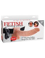 Fetish Fantasy Series 9 Inch Vibrating Hollow Strap-on With Balls - Flesh
