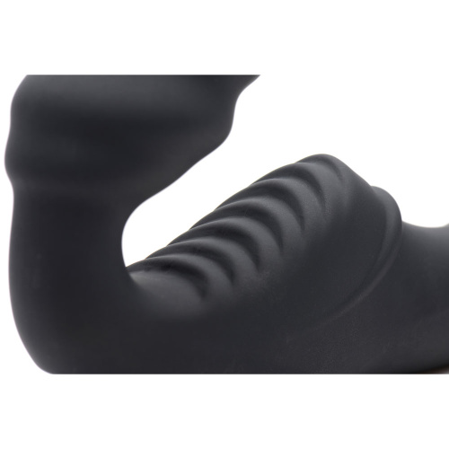 Slim Rider Ribbed Vibrating Silicone Strapless Strap-On  5