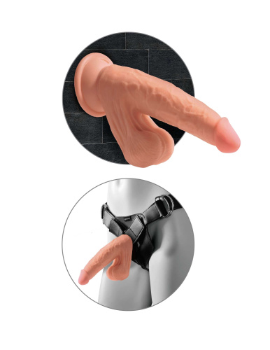 7 Inch Triple Density Cock With Swinging Balls -  Tan  2