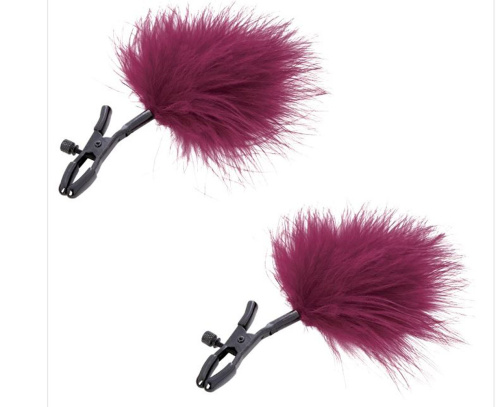 Sex and Mischief Enchanted Feather Nipple Clamps - Burgundy  2