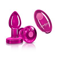 Vibrating Pink Metal Remote Plug - Small
