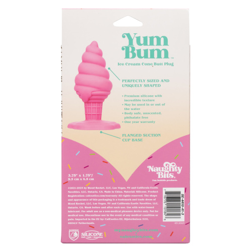 Naughty Bits Yum Bum Ice Cream Cone Butt Plug - Pink  2