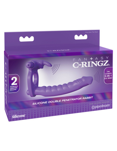 Fantasy C-Ringz Silicone Double Penetrator Rabbit - Purple  2