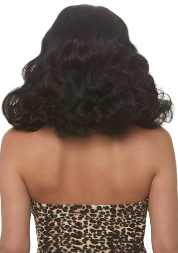 16 Inch Retro Curly Bob Wig - Black  2