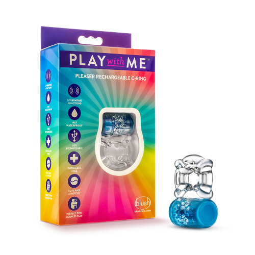 Play With Me - Pleaser Rechargeable C-Ring - Blue  4