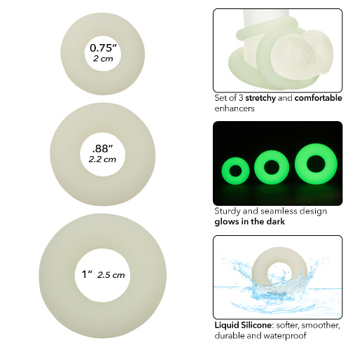 Alpha Glow-in-the-Dark Liquid Silicone 3 Ring Set - White  5