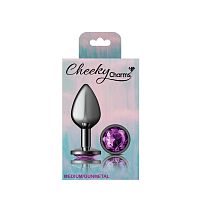 Purple Round Gem Gunmetal Metal Plug - Md