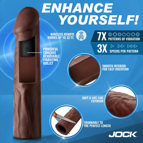 Jock Vibrating Penis Extension with Remote - Dark  2