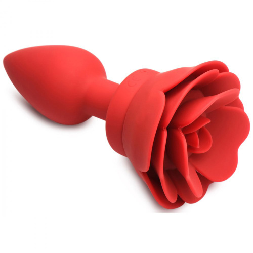 28x Silicone Vibrating Rose Anal Plug With Remote - Medium  5