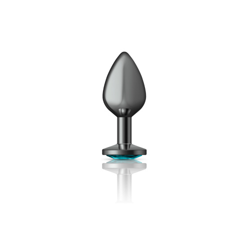 Cheeky Charms-Gunmetal Metal Butt Plug- Round-Teal-Medium  4