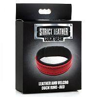 Leather and Velcro Cock Ring - Red