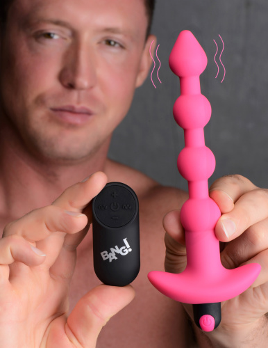 Bang - Vibrating Silicone Anal Beads and Remote Control - Pink  5
