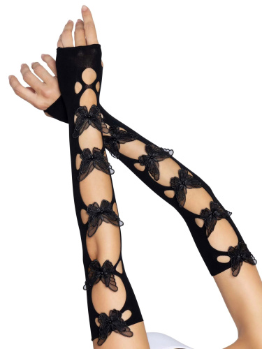 Butterfly Cut Out Arm Warmers - One Size - Black  2
