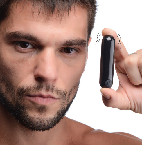10x Rechargeable Vibrating Metallic Bullet - Black  5