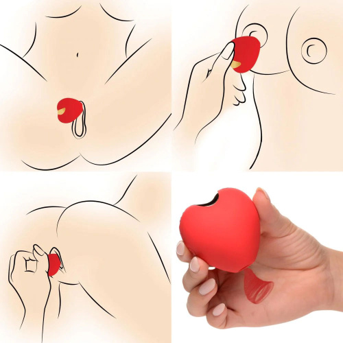 Shegasm 10x Heart Desire Silicone Suction Clit Stimulator - Red  2