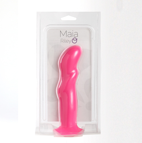 Riley Silicone Swirled Dong - Neon Pink  2