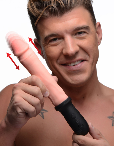 8x Auto Pounder Vibrating and Thrusting Dildo With Handle - Flesh  5