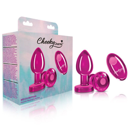 Vibrating Pink Metal Remote Plug - Medium  4