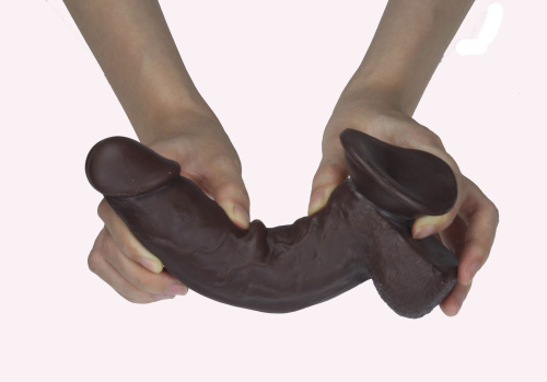 Get Lucky 7.5 Inch Real Skin Dildo - Dark Brown  4
