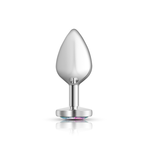 Clear Iridescent Heart Gem Silver Metal Plug - Md  5