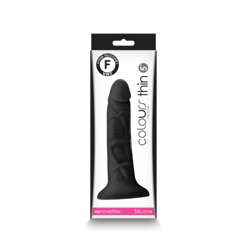 Colours - Pleasures - Thin 5 Inch Dildo - Black  2