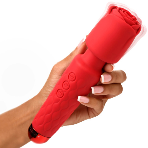 Pleasure Rose 10x Silicone Wand With Rose  Attachment - Red  4
