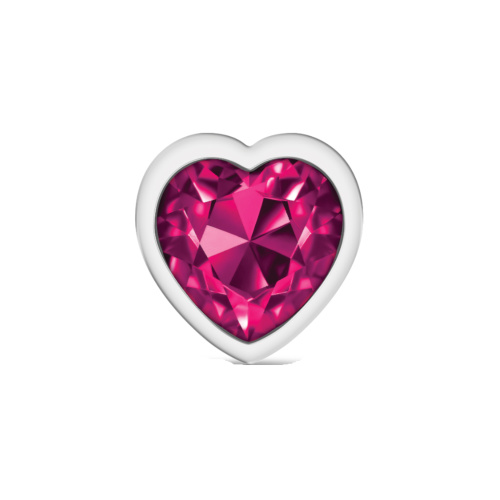 Cheeky Charms-Silver Metal Butt Plug- Heart-Bright Pink-Large  3