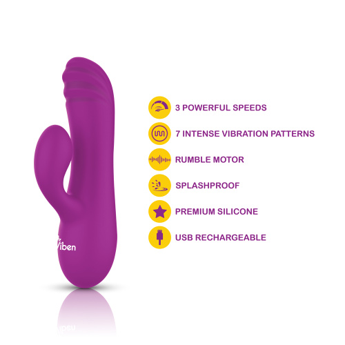 Jolie Mini Pleasure Ridges Rabbit Vibe - Berry  3