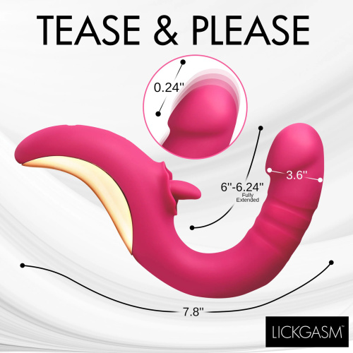 Tease and Please Thrusting and Licking Vibrator -  Fuchsia  4