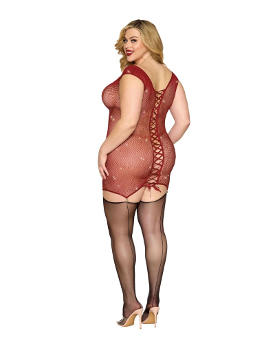 Garter Slip Dmnd - One Size Queen - Red  2
